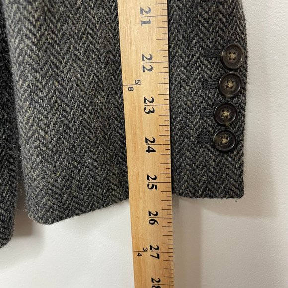 Abercrombie & Fitch Men’s L Wool Blend Herringbone Gray Tweed Blazer - Picture 13 of 15